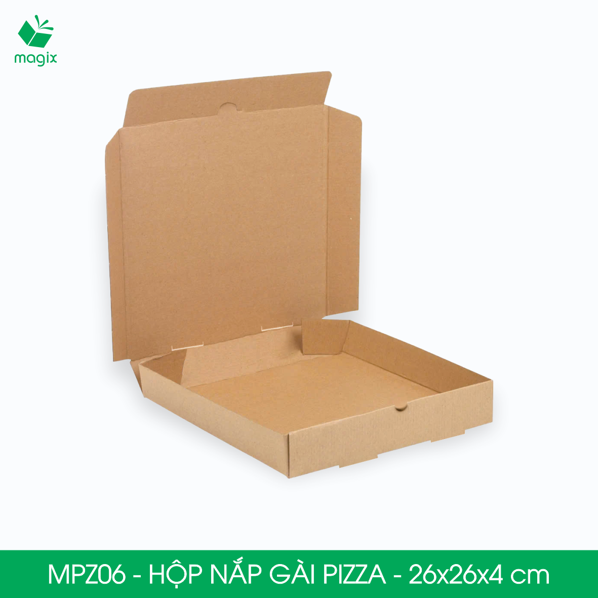 MPZ06 - 26x26x4 cm - 100 Hộp nắp gài pizza đa dụng - Hộp nắp gập, hộp carton gói hàng, hộp quà
