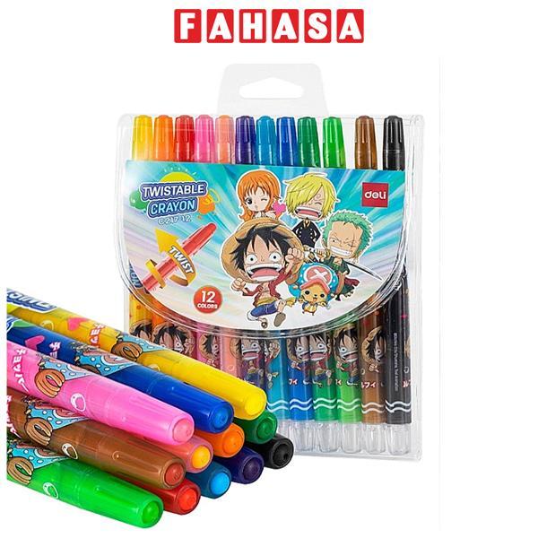 Vỉ 12 Bút Sáp Vặn Dài One Piece - Deli EC217-12