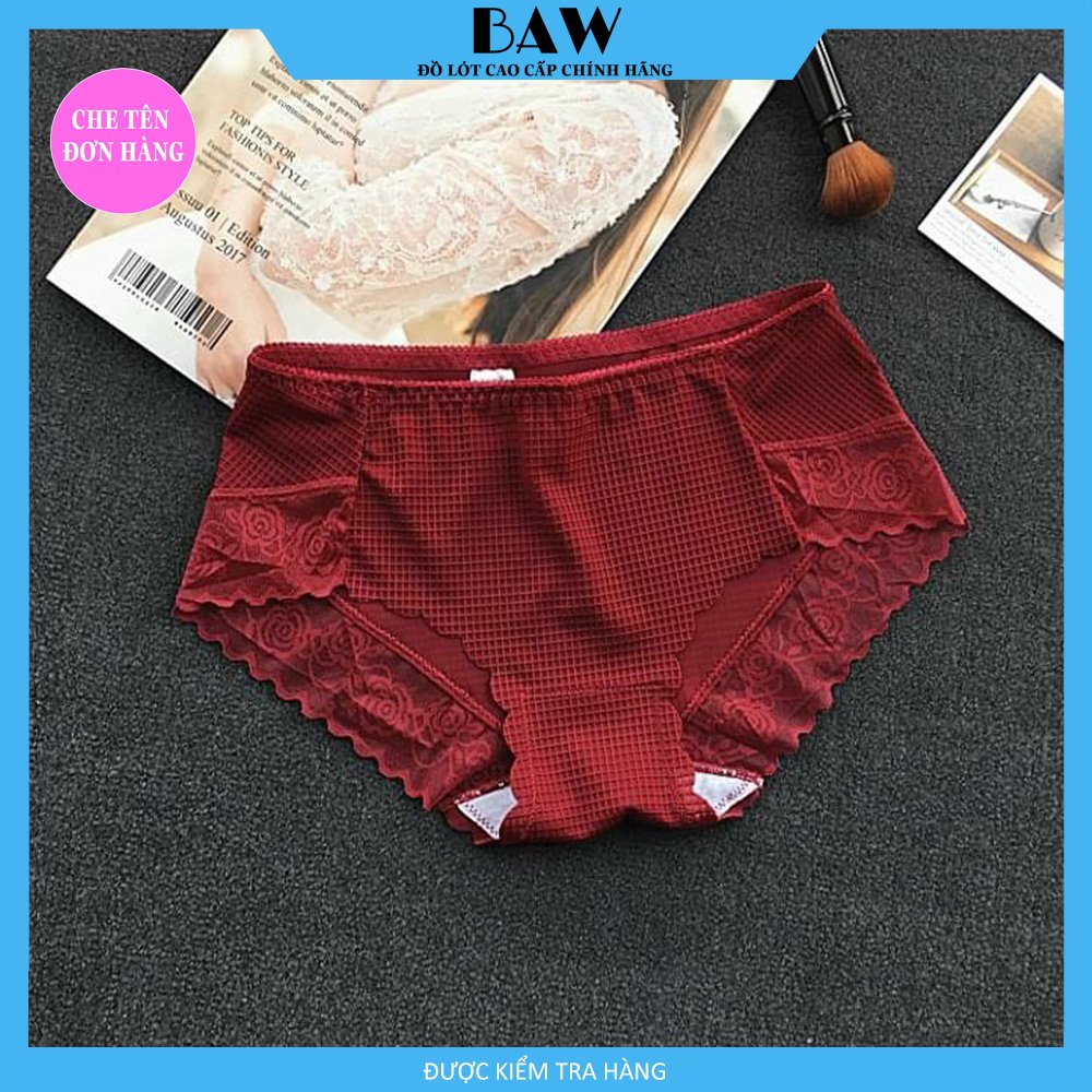 Bộ 5 Quần Lót Nữ vải su viền ren mềm mại xuyên thấu gợi cảm 5 màu lựa chọn Onesize 40-60kg thương hiệu BAW NT102