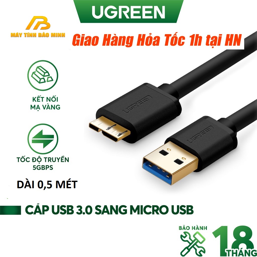 Cáp USB 3.0 0.5M Ugreen 10840 cho HDD 2,5 inch -Hàng Chính Hãng