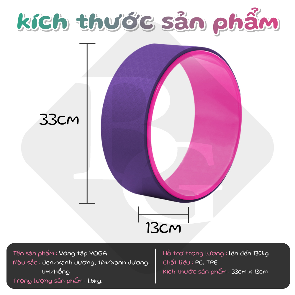 BG Vòng Tập Yoga, Vòng Yoga Pilates Nhựa ABS 33cm Tập Lưng Cao Cấp Chính Hãng Yoga Wheel