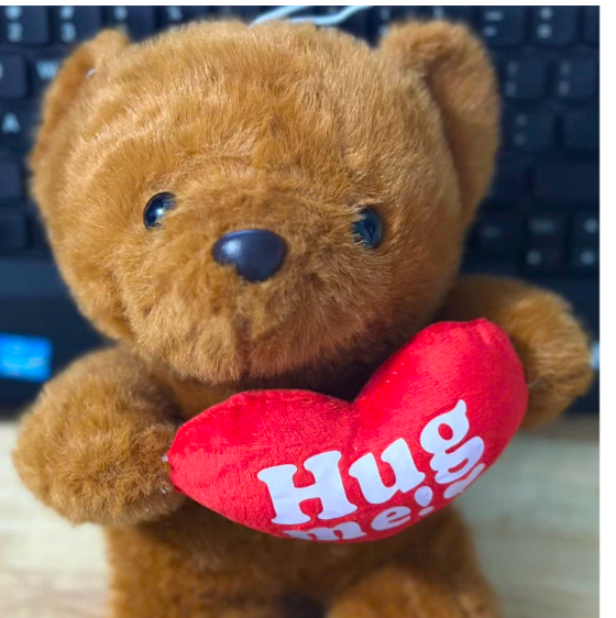 Thú nhồi bông teddy ôm tim hugme đáng yêu - Size 28cm - Quà tặng gấu Teddy lông mịn size mini cho bé