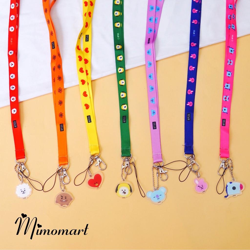 Strap/Dây Đeo Thẻ/Điện Thoại Idol MZ BT21 Tata Chimmy Cooky kèm ảnh nhựa cứng