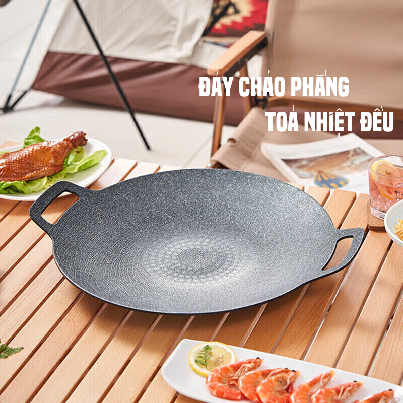 Chảo Đá Nướng Chống Dính size 33cm, chảo nướng đa năng, nướng tiệc dã ngoại chính hãng SUNCOJIA