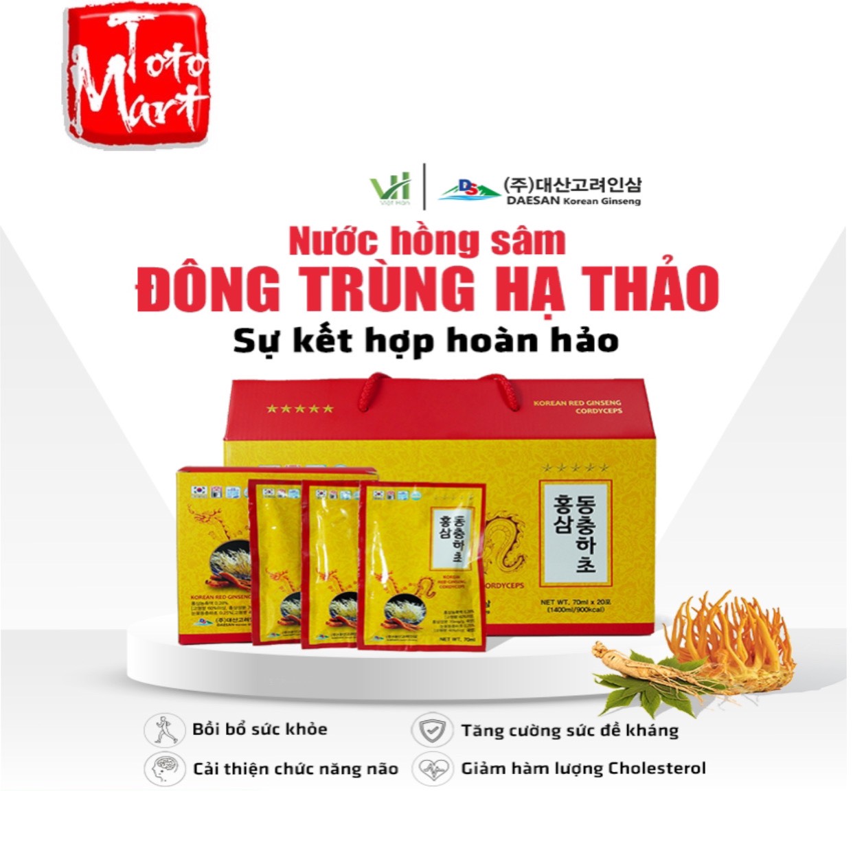 Nước hồng sâm kết hợp đông trùng hạ thảo Daesan Hàn Quốc