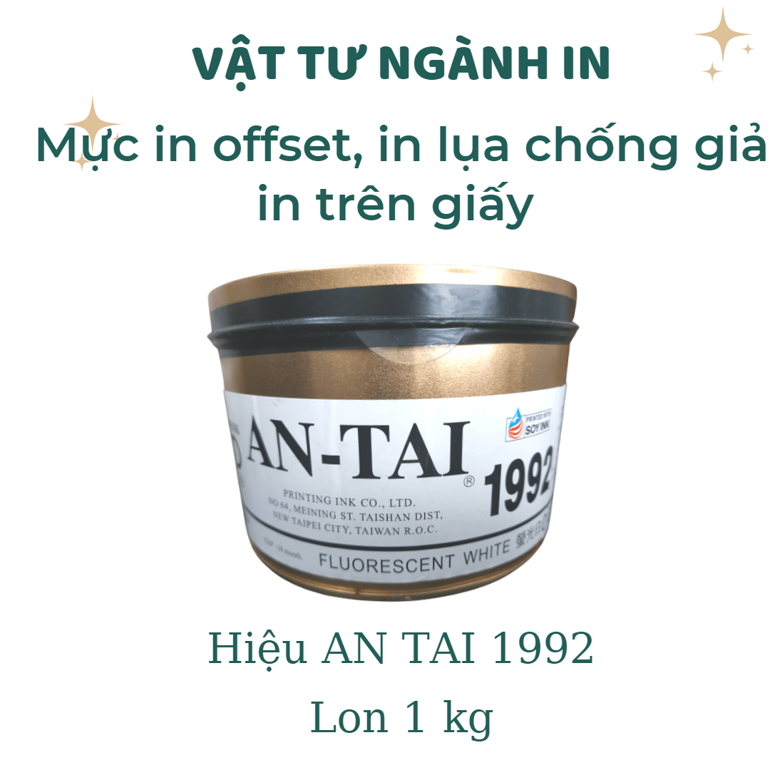 Mực in chống giả in offset, in lụa trên giấy hiệu AN TAI 1992 mực dạ quang trắng