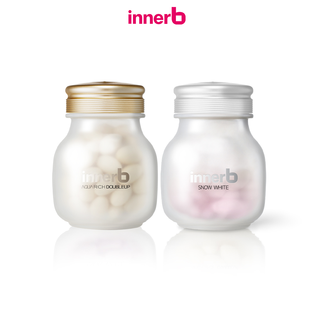 Bộ đôi thực phẩm bảo vệ sức khỏe InnerB Aqua Rich Doubleup (56 viên) & InnerB Snow White (28 G*20EA/CT)