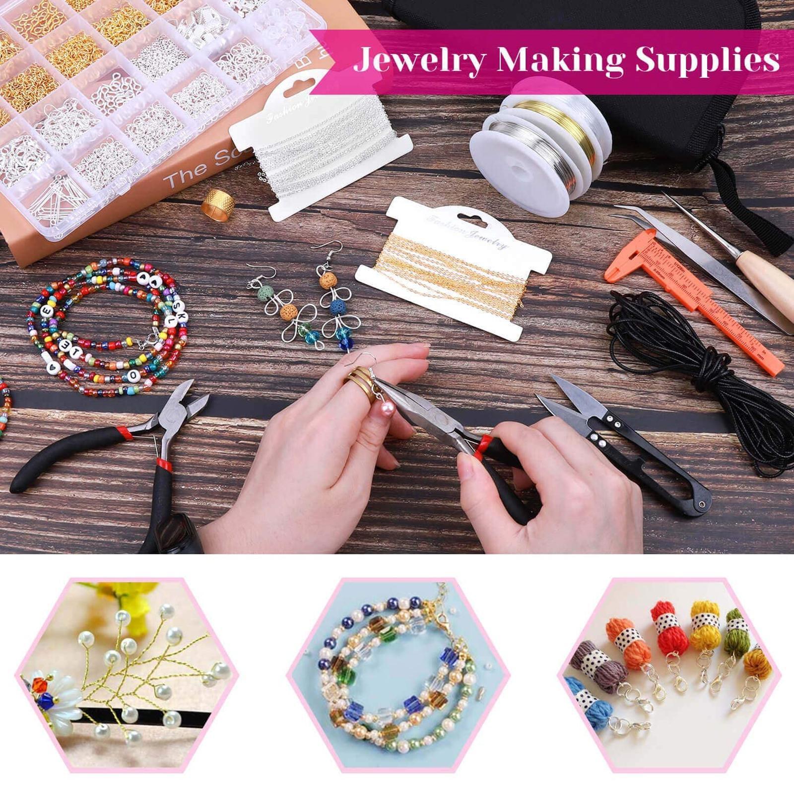 Jewelry Making Pilers Tweezers Tools Kit with Zipper Storage Case for Jewelry Crafting and Necklaces Bracelets Accessories Repair
