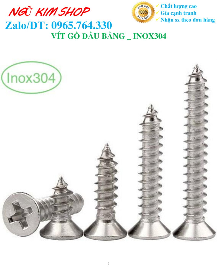 VÍT BẮT GỖ ĐẦU BẰNG 4Ly _ INOX304