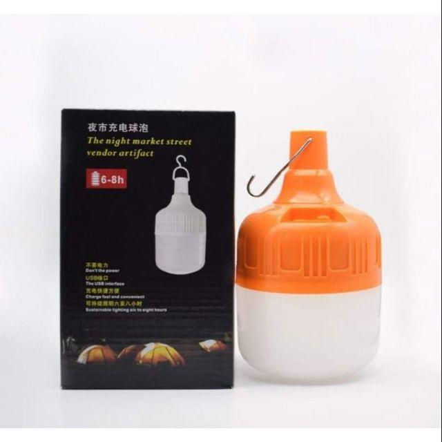 Bóng đèn led tích điện 150w có móc treo sạc USB màu cam