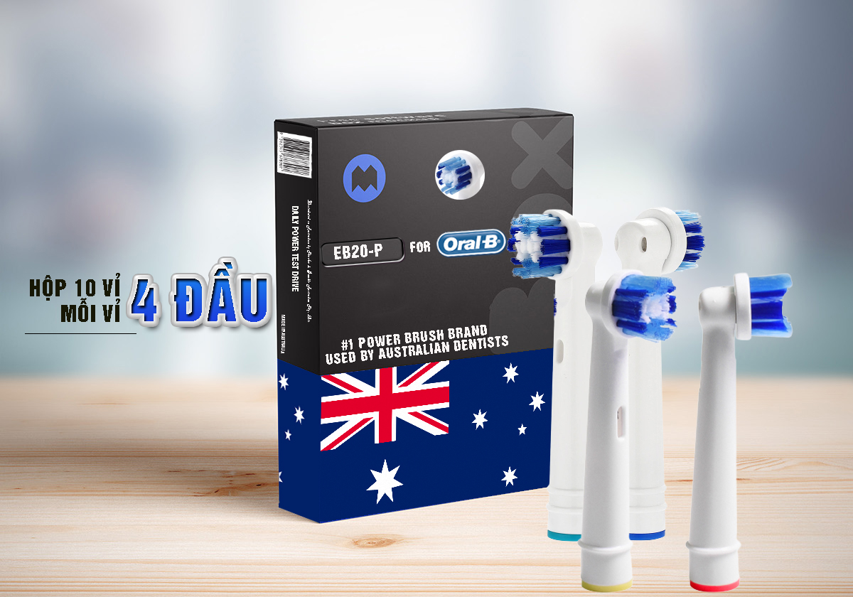 Cho máy Oral B Braun, bộ 4 Đầu Bàn Chải đánh răng điện thay thế MIHOCO EB20-P New  , làm sạch mảng bám, chăm sóc nướu