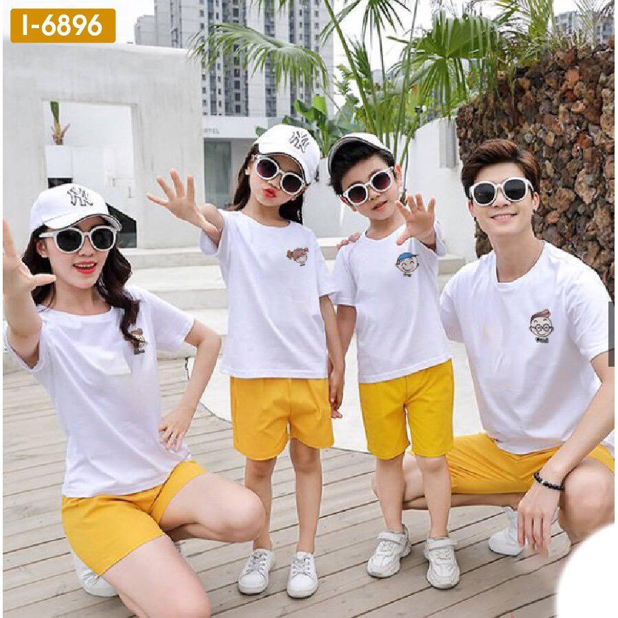 Áo Thun Gia Đình 4 Người In Logo Thành Viên Gia Đình