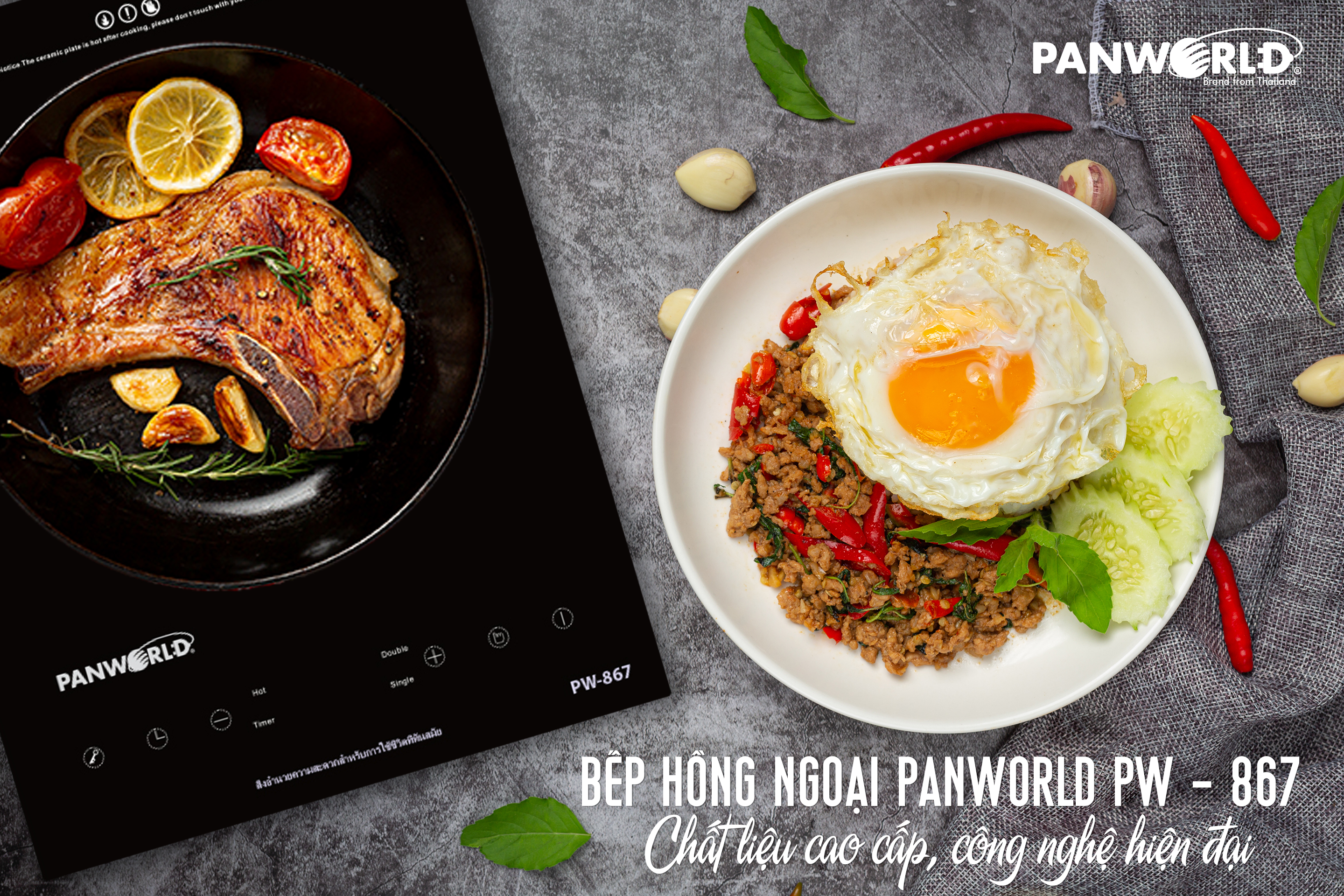 Bếp hồng ngoại đơn Panworld PW-867 Thái Lan - Hàng chính hãng