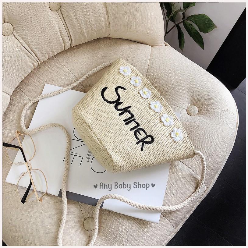 Túi cói size đại đi chơi ,dạo phố ,đi biển hoa cúc SUMMER 2 màu cực xinh