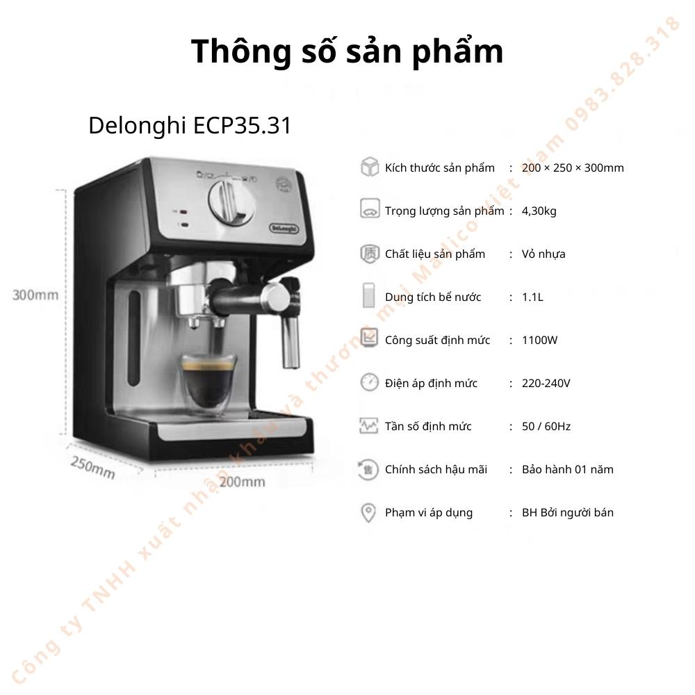 Máy pha cà phê Espresso thương hiệu Delonghi ECP35.31 - Công suất1100W - Hàng Nhập Khẩu