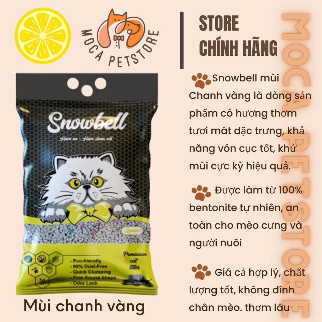Cát vệ sinh cho mèo Snowbell Cát mèo vệ sinh khử mùi diệt khuẩn BENTONITE CAT LITTER 5L- Mùi Chanh vàng Lemon