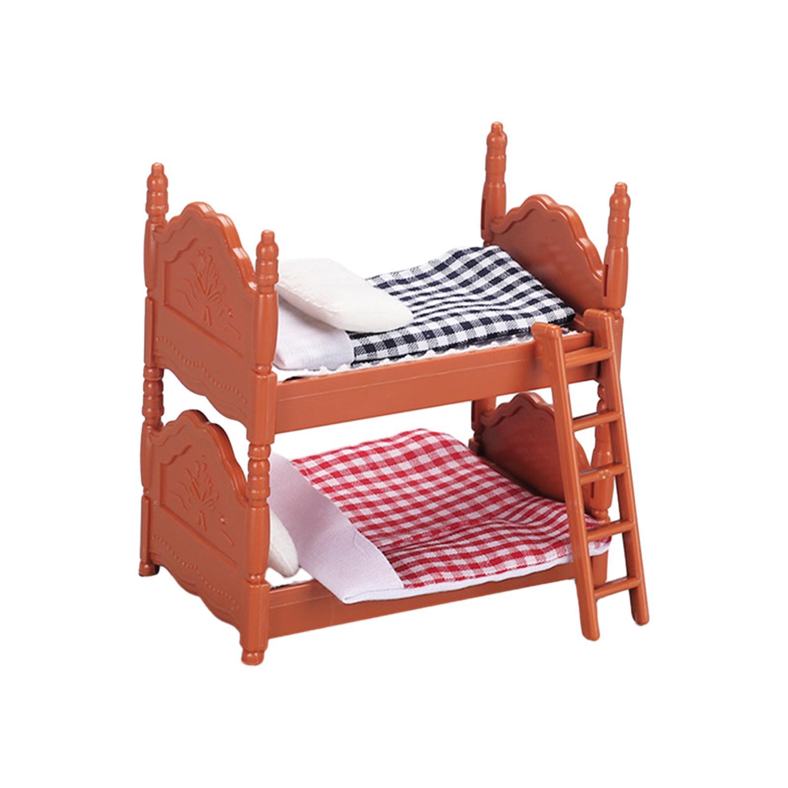 1:12 DIY Scene Miniature Bed Bunk Bed 1:12 Dollhouse Bed for Children Room