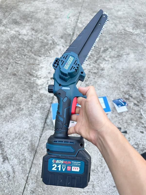 [Có Bơm Nhớt Tự Động] Máy Cưa Pin 8 Inch Boshun Cầm Tay - CS08 - Tốc Độ Cưa 7m/s - Không Chổi Than Cao Cấp - Chân Pin Phổ Thông 2 Pin 15 Cell 21V/6Ah
