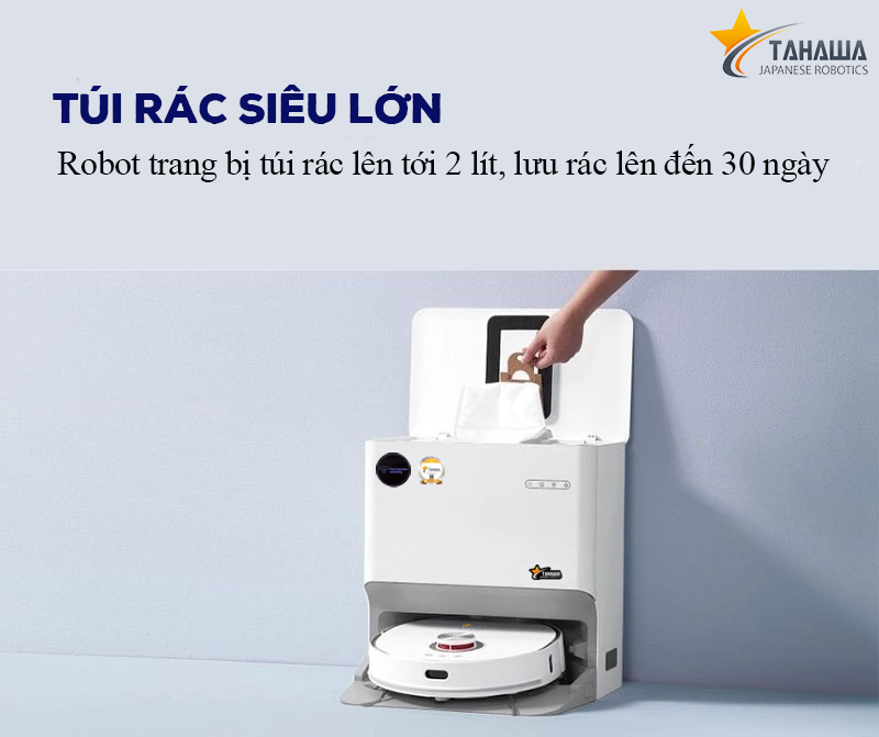 Robot hút bụi TAHAWA TH-LW2 Robo hút bụi an toàn cho sức khỏe người tiêu dùng, khử mùi hiệu quả sử dụng màn lọc HEPA 14, lọc sạch đến 99% bụi mịn