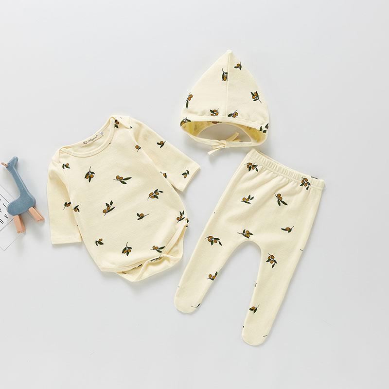 MILANCEL 2021 Mùa Thu Cho Bé Bộ Cotton Body Quần Và Nón Cùng 3 Chiếc Áo Trẻ Sơ Sinh Phù Hợp Với In Tập Đi Cho Quần Áo