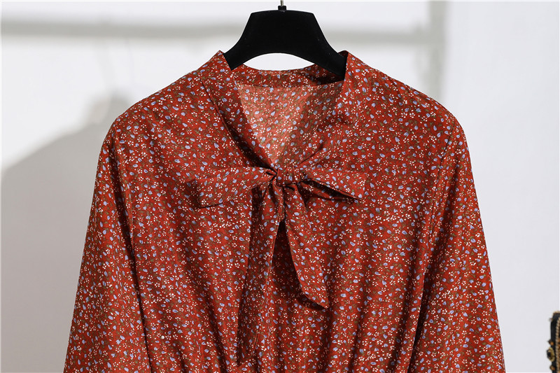 Đầm hoa nhí vintage, đầm suông thiết kế cổ thắt nơ, phong cách kín đáo nhẹ nhàng D16