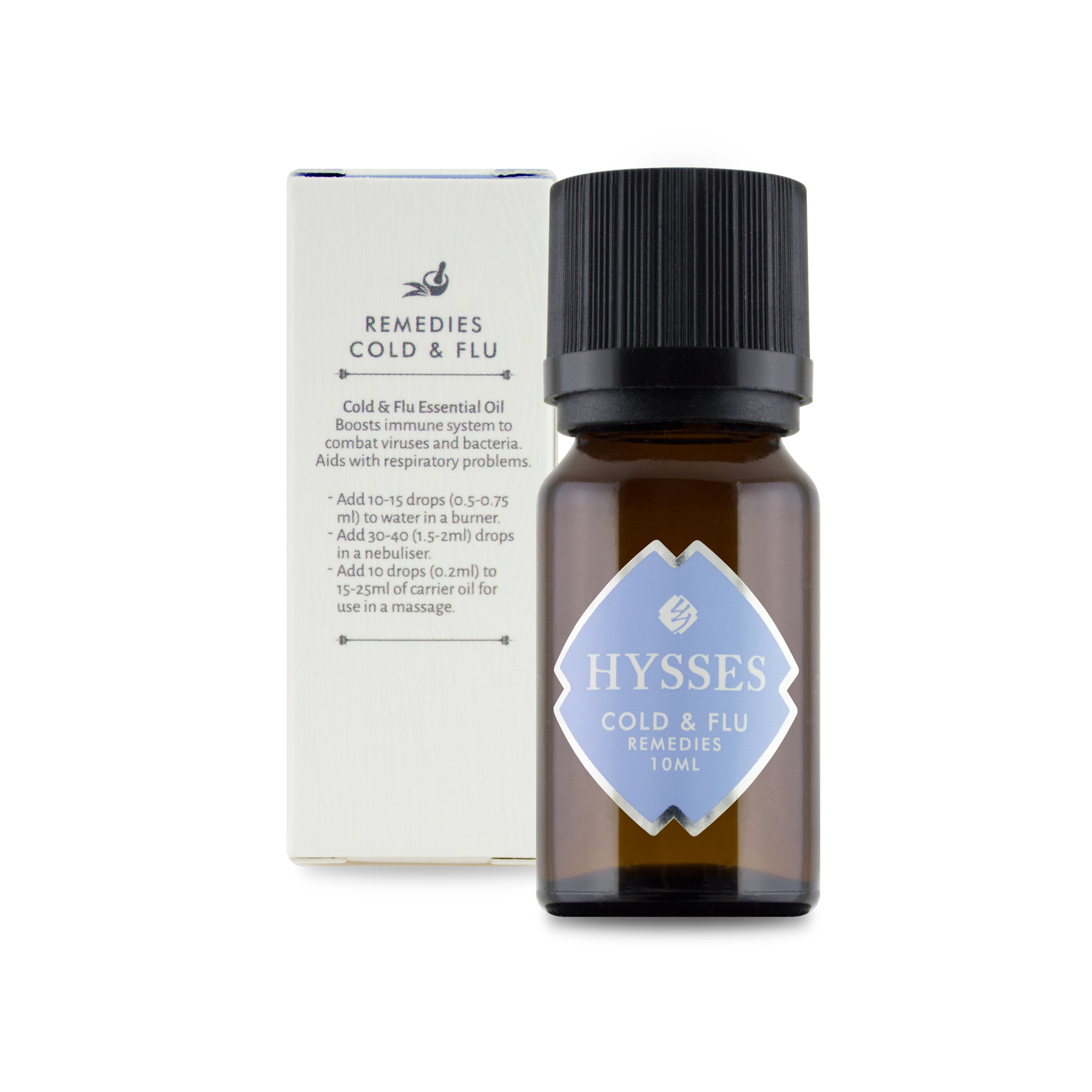 Tinh Dầu Cao Cấp Hysses Remedies Cold & Flu Mang Hương Tươi Mát, Thảo Mộc Ngọt Nhẹ, Tạo Cảm Giác Mát Lạnh Cho Đường Hô Hấp Với Tinh Dầu Hương Thảo - Bạch Đàn Hữu Cơ Tự Nhiên