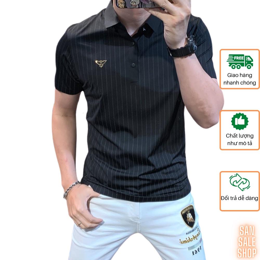 Áo thun Polo nam cổ bẻ vải Cotton CVC trơn hoạ tiết in sọc mix thêu ngực 3S x PH Store 3 màu