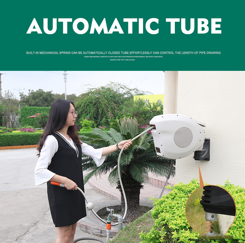 Bộ vòi tưới cây, vòi rửa xe thu cuốn ống tự động 20 mét ống trong lô cuốn và 2 mét cấp nước HRW-20