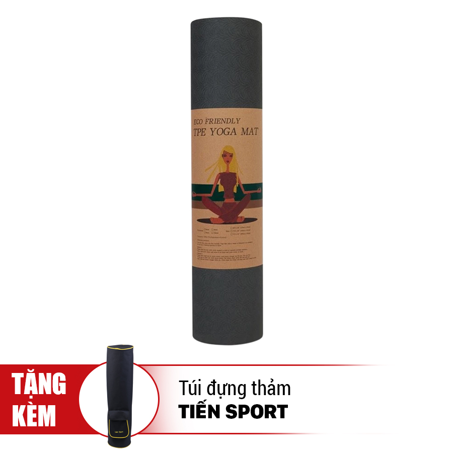 Thảm Tập Yoga Eco Friendly TPE Tặng Kèm Túi Đựng Thảm - Rêu (8mm)