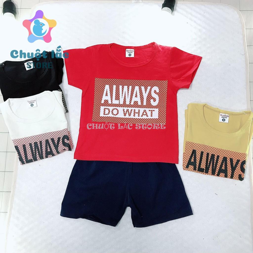 Bộ quần áo bé trai cotton in chữ allway do what cho bé từ 8kg đến 20kg
