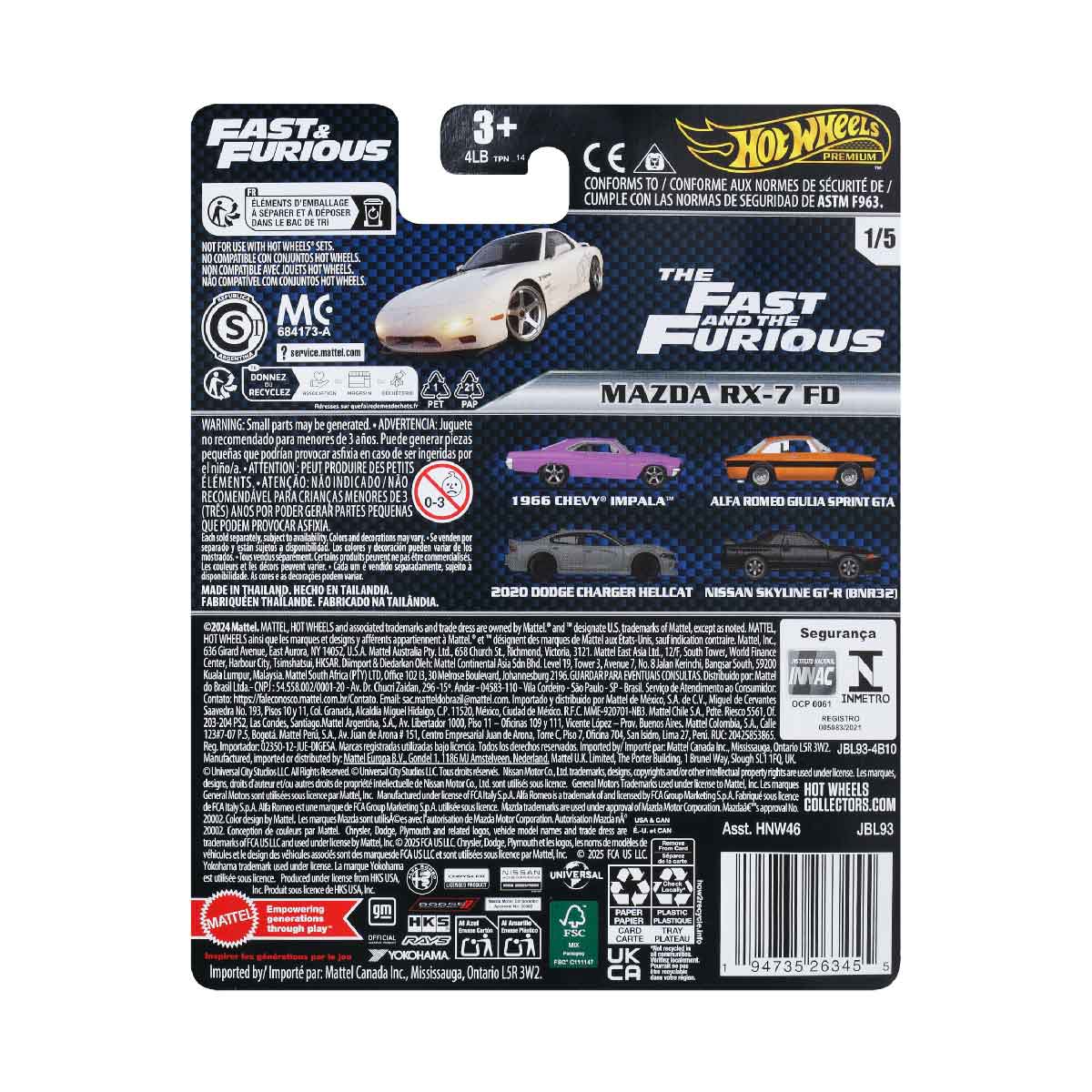 Đồ Chơi Siêu Xe Premium Fast&amp;Furious Mazda RX-7 FD HOT WHEELS JBL93/HNW46