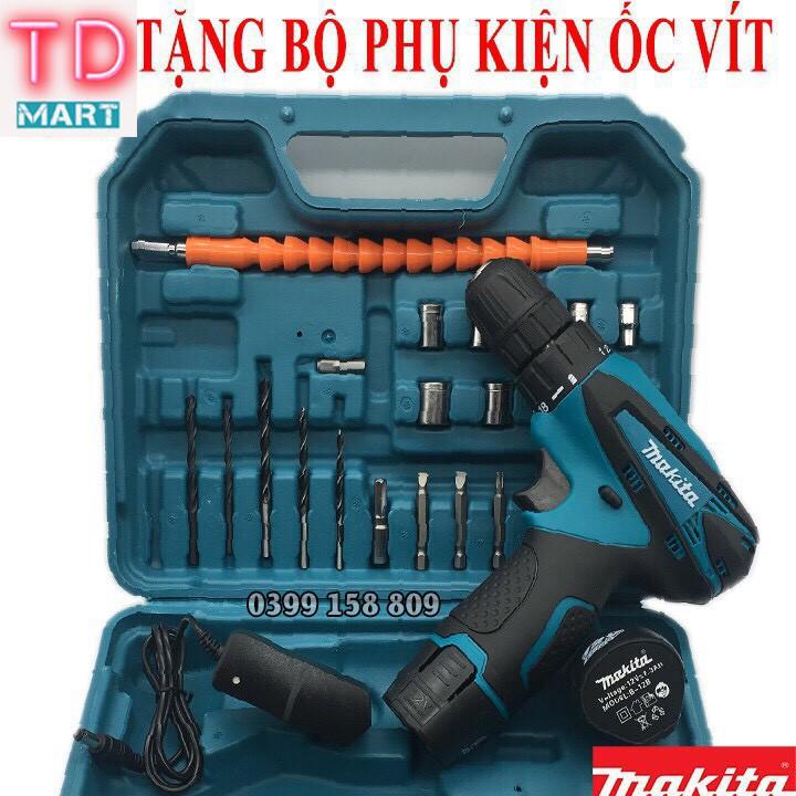 Máy khoan pin makita 12V 100% lõi đồng Tặng Bộ Phụ Kiện Cao Cấp