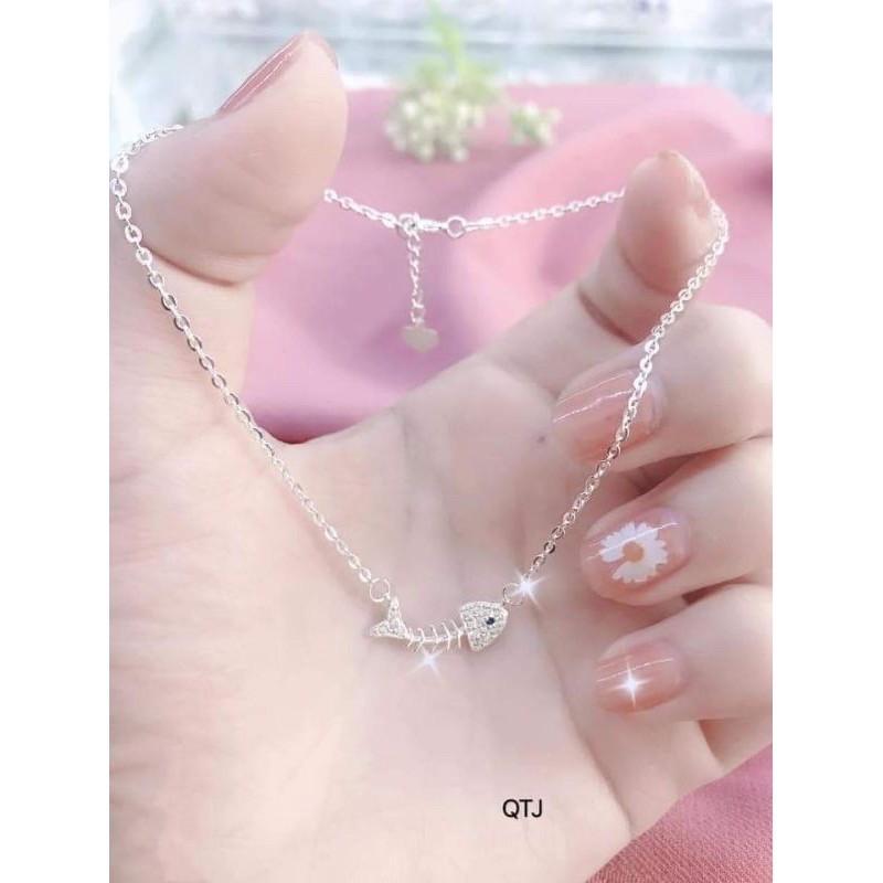 Lắc chân bạc nữ hình cá xương bạc đẹp