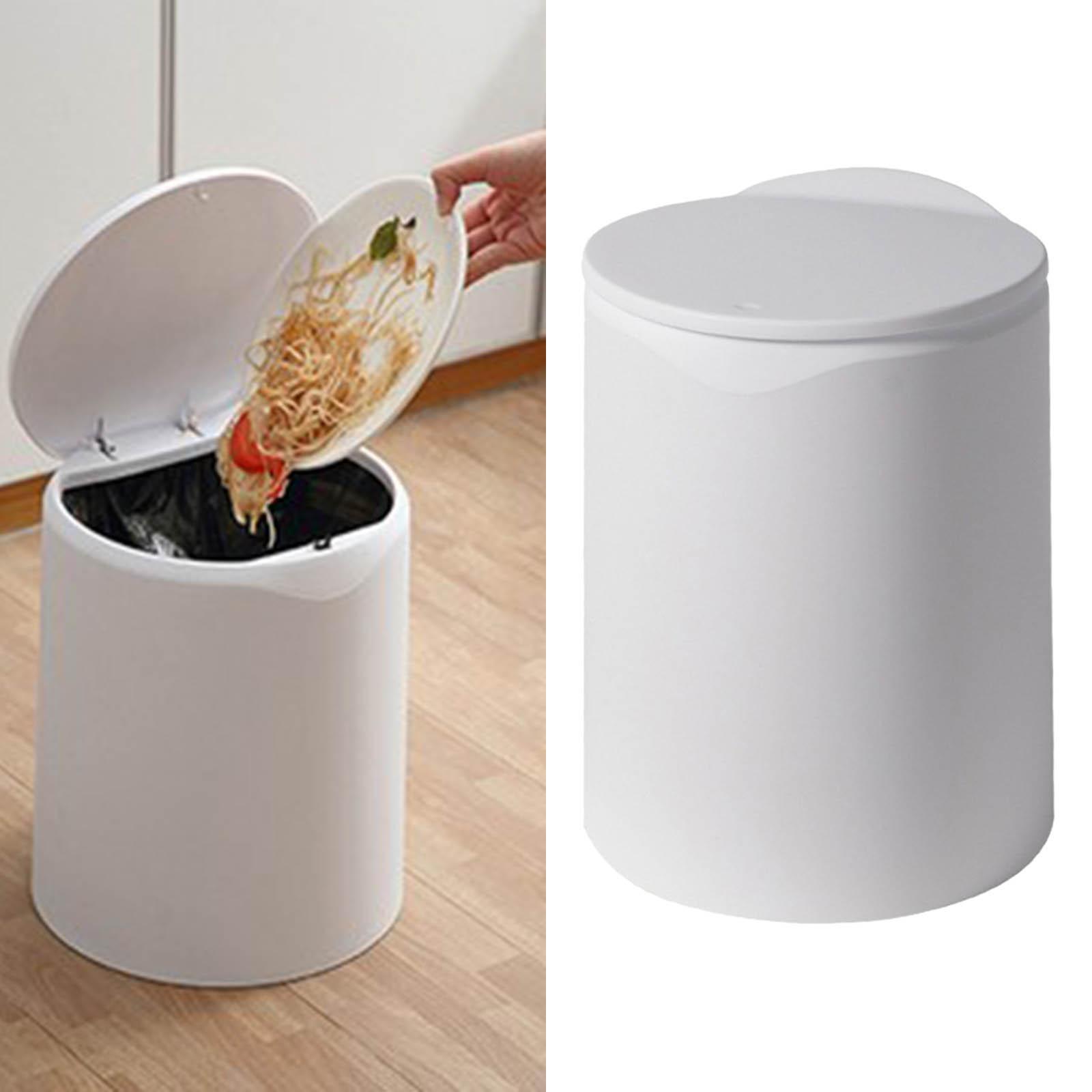 8L Press Trash Can Organizer Wastebasket for Dining Room Kitchen White