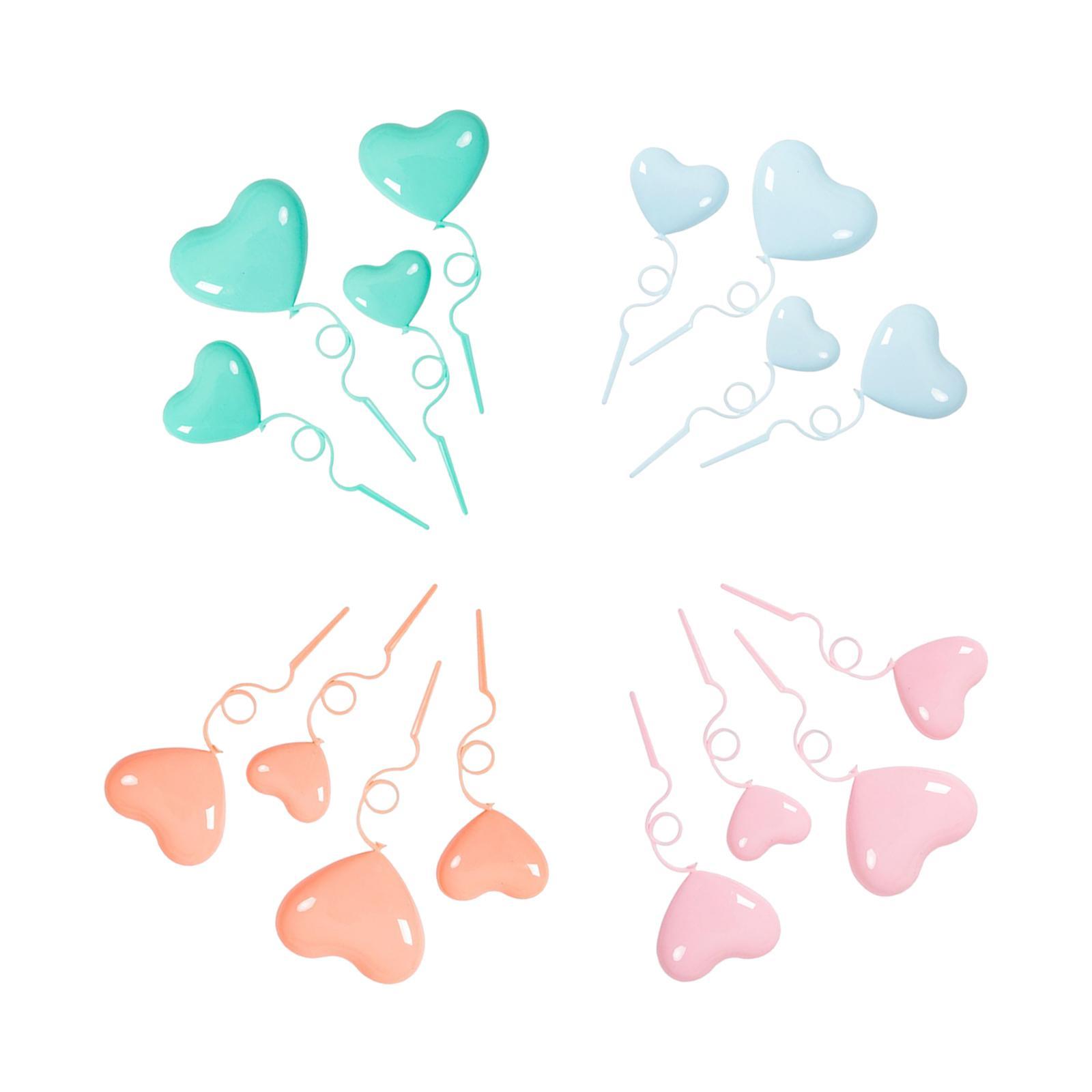 16Pcs Cake Decorations Heart Shape 3D Love Ornaments