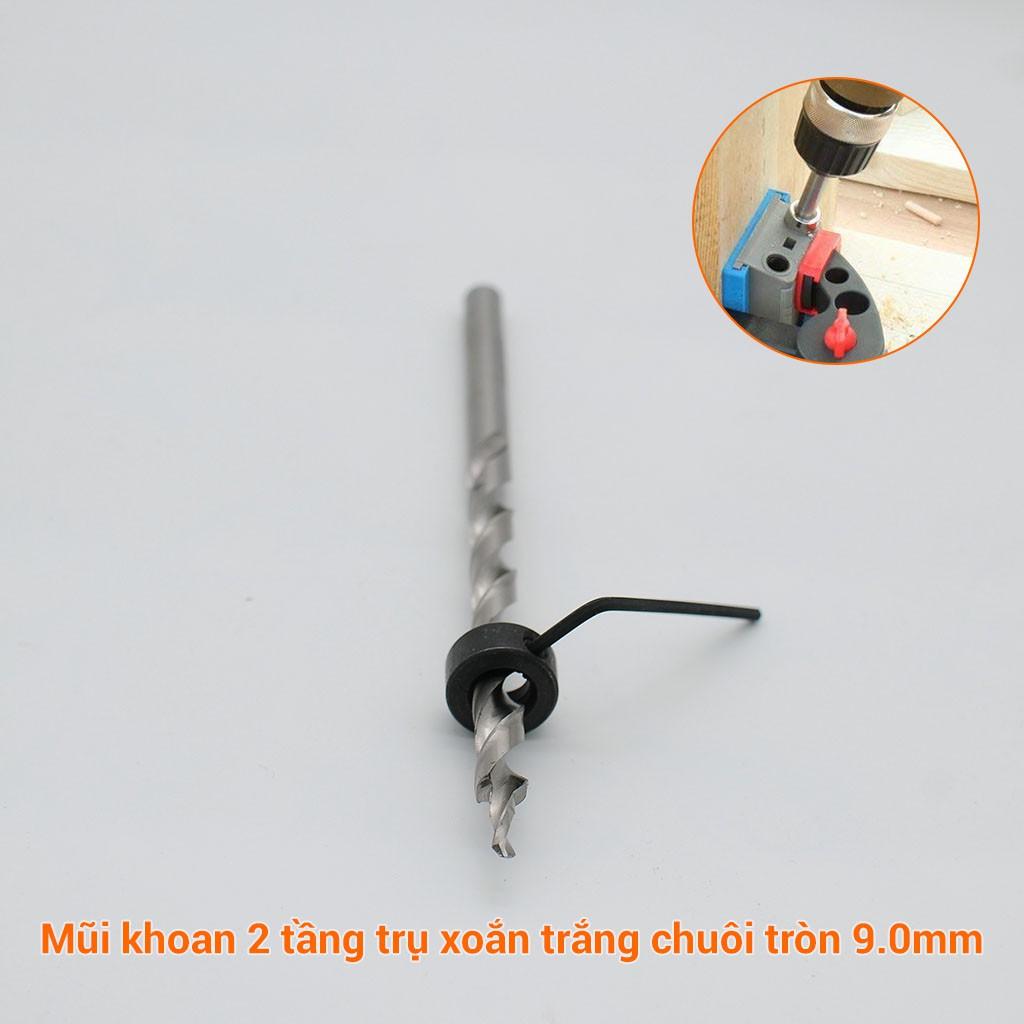 Mũi khoan 2 tầng trụ xoắn trắng chuôi tròn 9.0mm