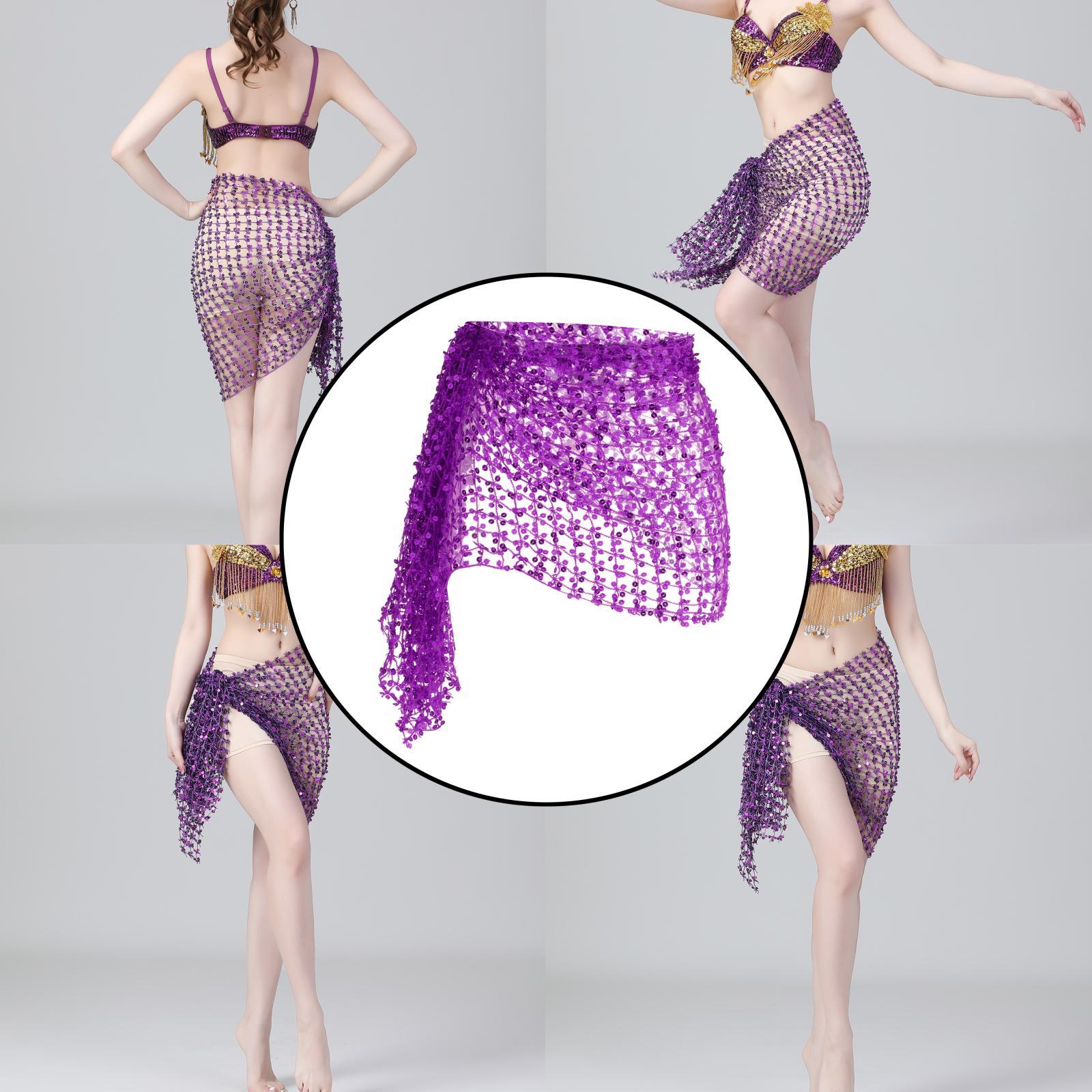 Womens Belly Dance Hip Scarf Sequins for Belly Dancer Indian Belly Dancing Belts Waist Scarves Bellydance Hip Scarves Skirt