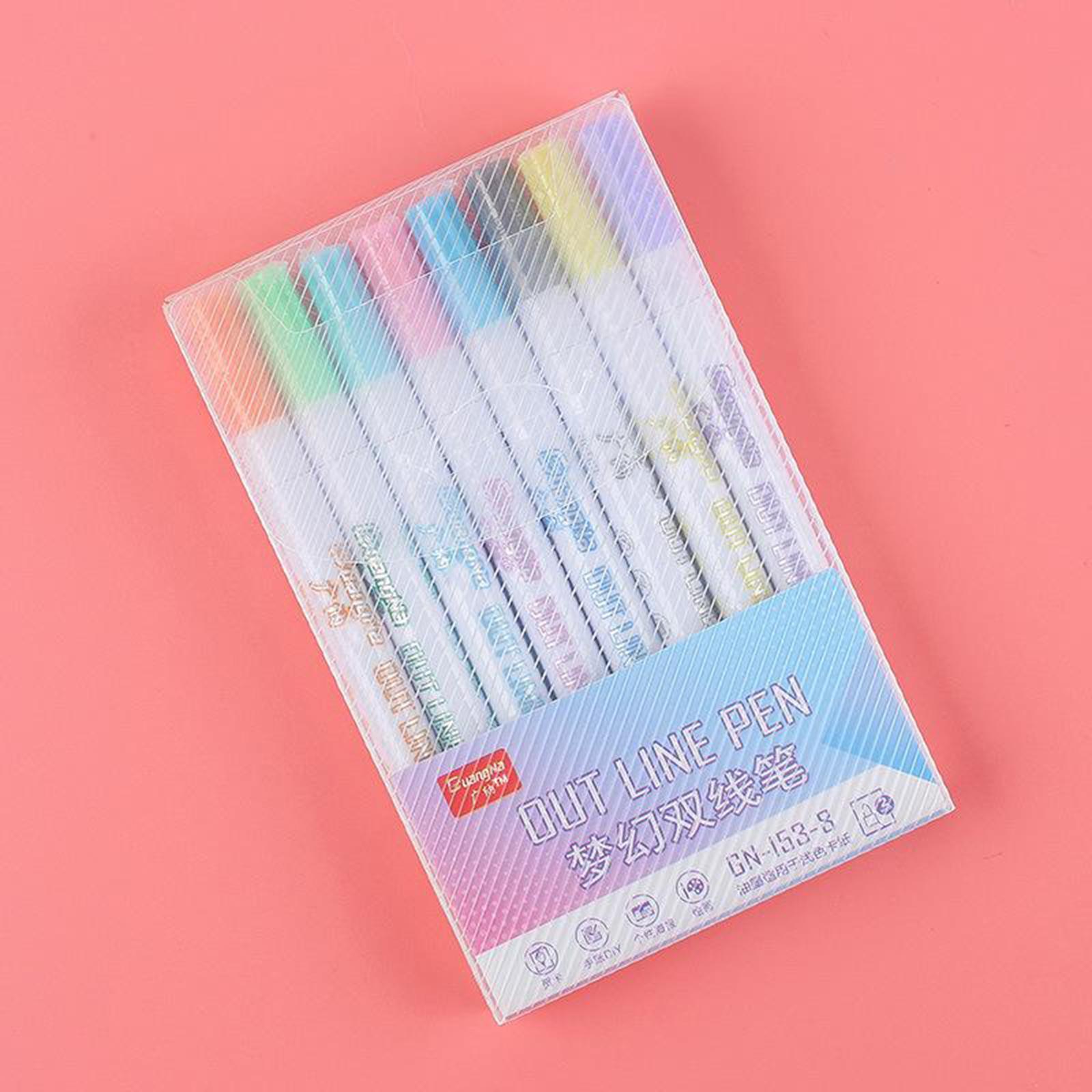 2.0mm Self Outline  Markers 8 Colors Double Line Drawing  DIY