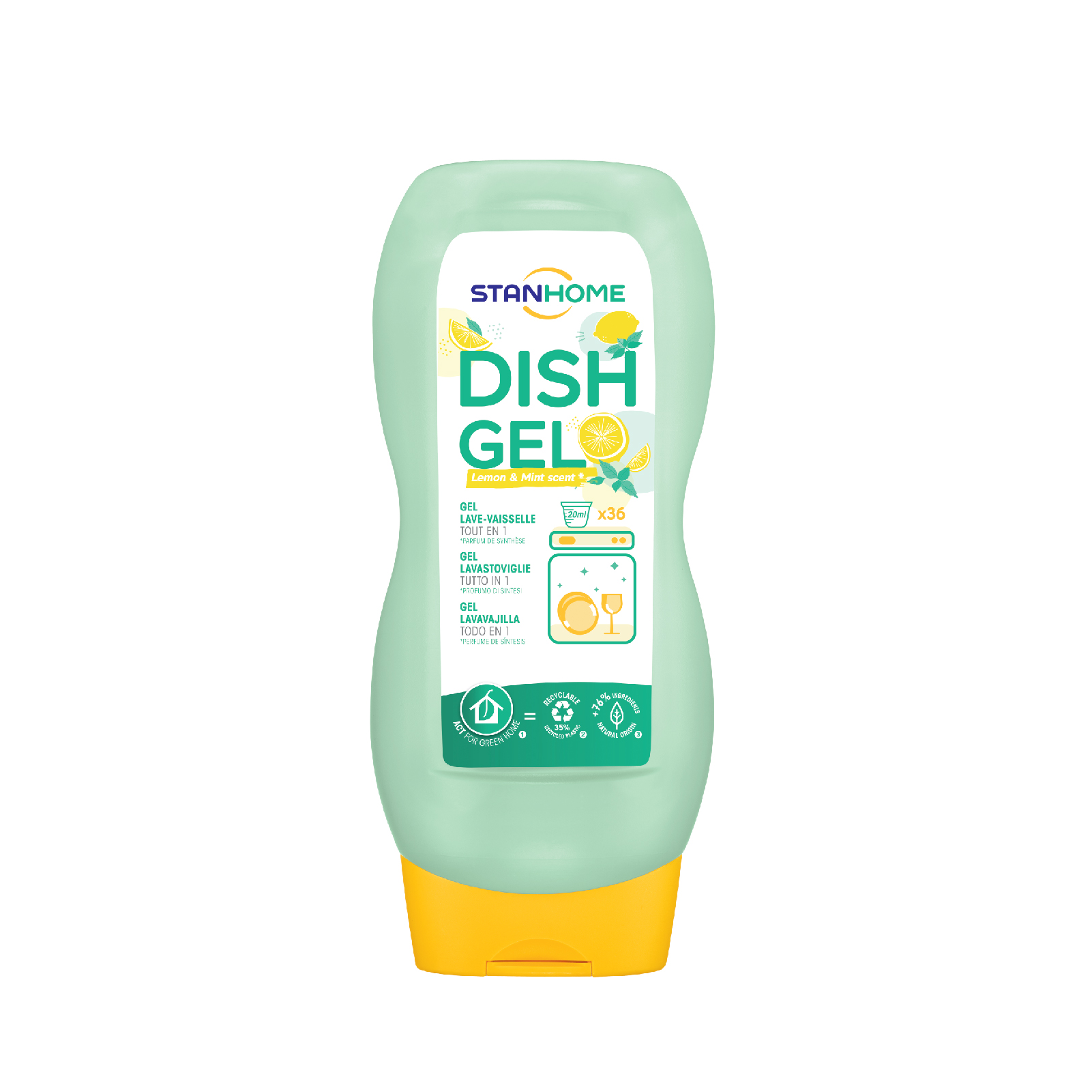 Gel Rửa Bát Chuyên Dụng Cho Máy Hương Chanh Bạc Hà All in One Dish Gel Lemon Mint Stanhome - 18154