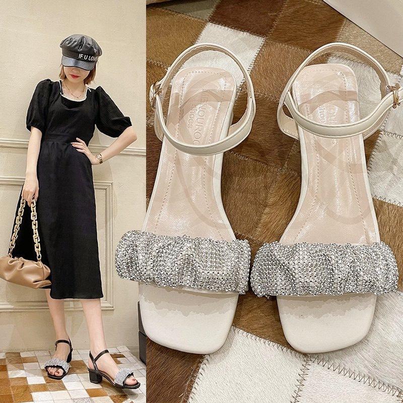 Sandal nữ cao gót 5 phân quai đá nhún (mã 616-sandal 5 phân