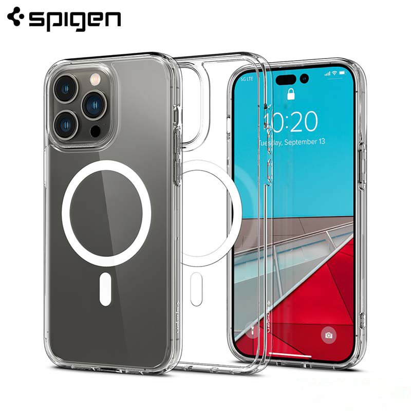 Ốp Lưng dành cho iPhone 14/14 Plus/14 Pro/14 Pro Max SPIGEN Crystal Hybrid MagFit White - Hàng Chính Hãng