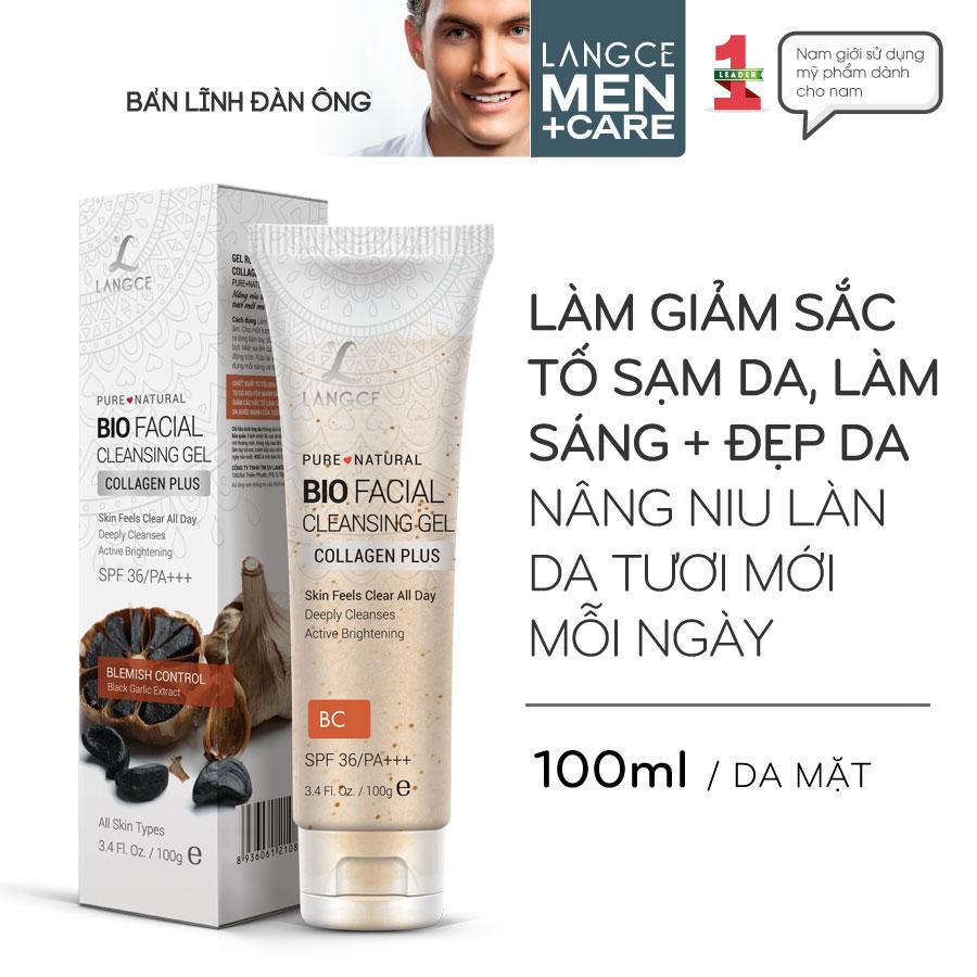 PURE NATURAL GEL RỬA MẶT COLLAGEN+ ĐẸP DA 100ml - TỎI ĐEN - TRẺ HÓA DA LANGCE DÀNH CHO NAM