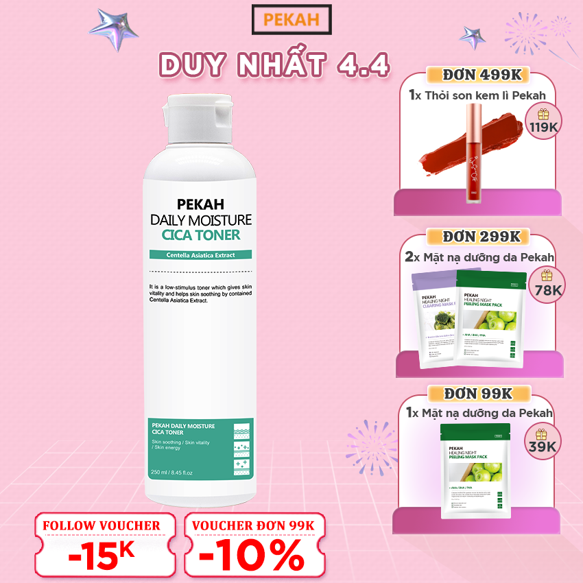 Nước Hoa Hồng Giảm Mụn Chiết Xuất Rau Má Pekah Daily Moistuse Cica Toner