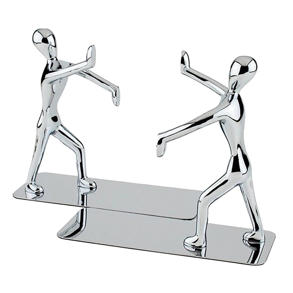 2pcs/set Decorative Kungfu Man Bookends Heavy Duty Metal Book Ends Book Stands Bookshelf