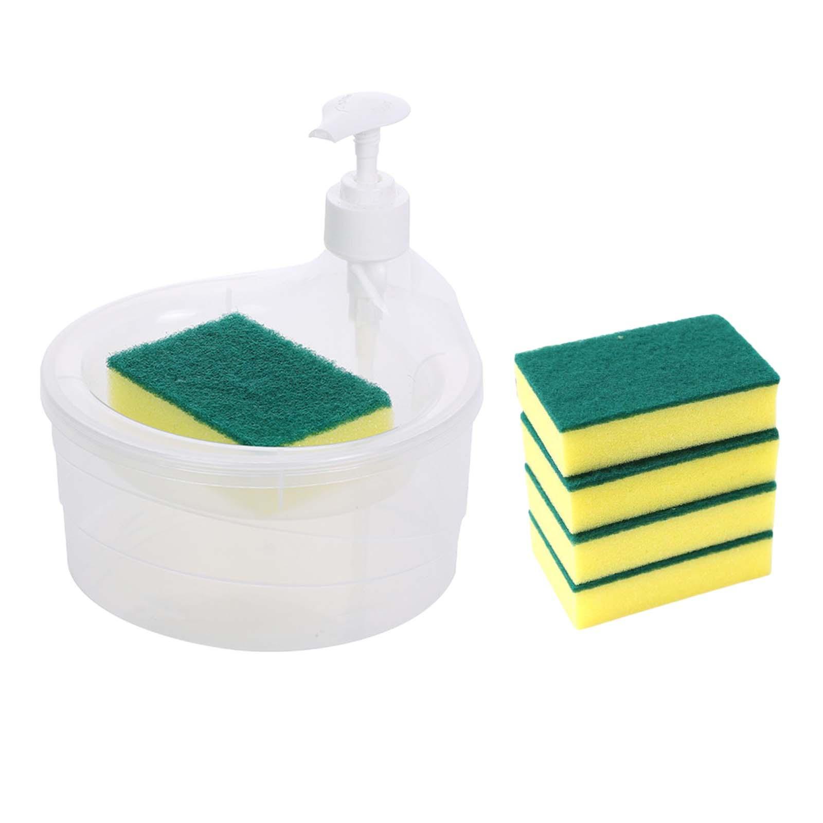 Soap Dispenser and Scrubber Holder 5 Sponge Sink Dish Washing Soap Dispenser
