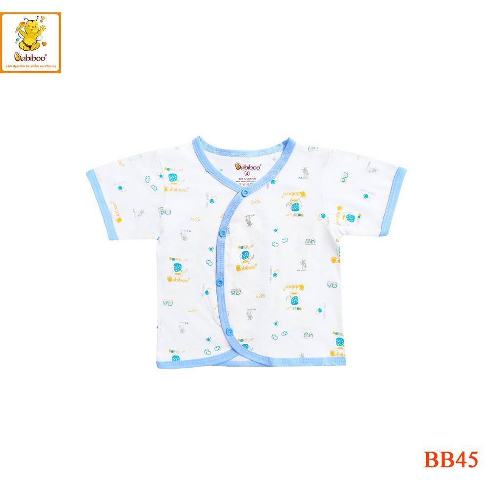 Áo sơ sinh tay ngắn hoạ tiết cài thẳng cho bé