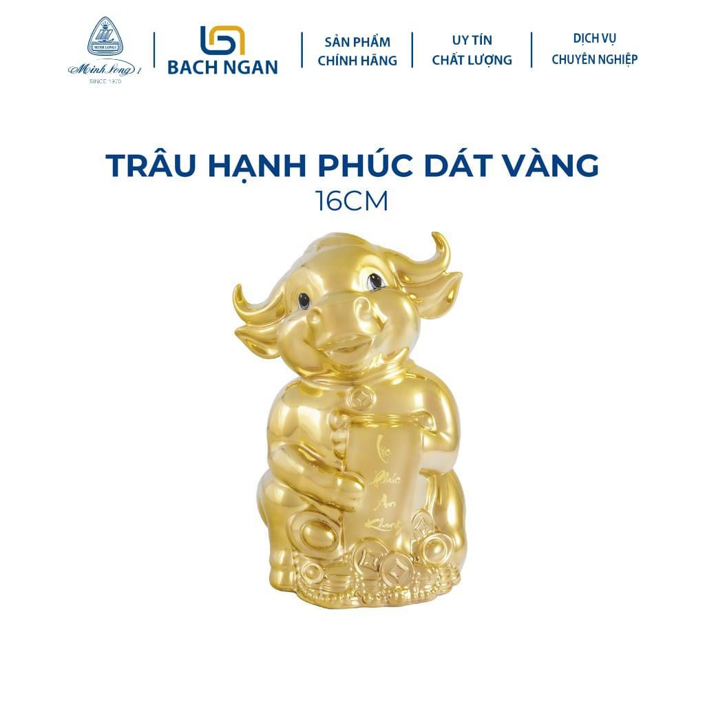 Tượng Trâu Phong Thủy Sứ Minh Long Hạnh Phúc 16cm nhiều màu dùng trang trí nhà cửa, nội thất, ô tô