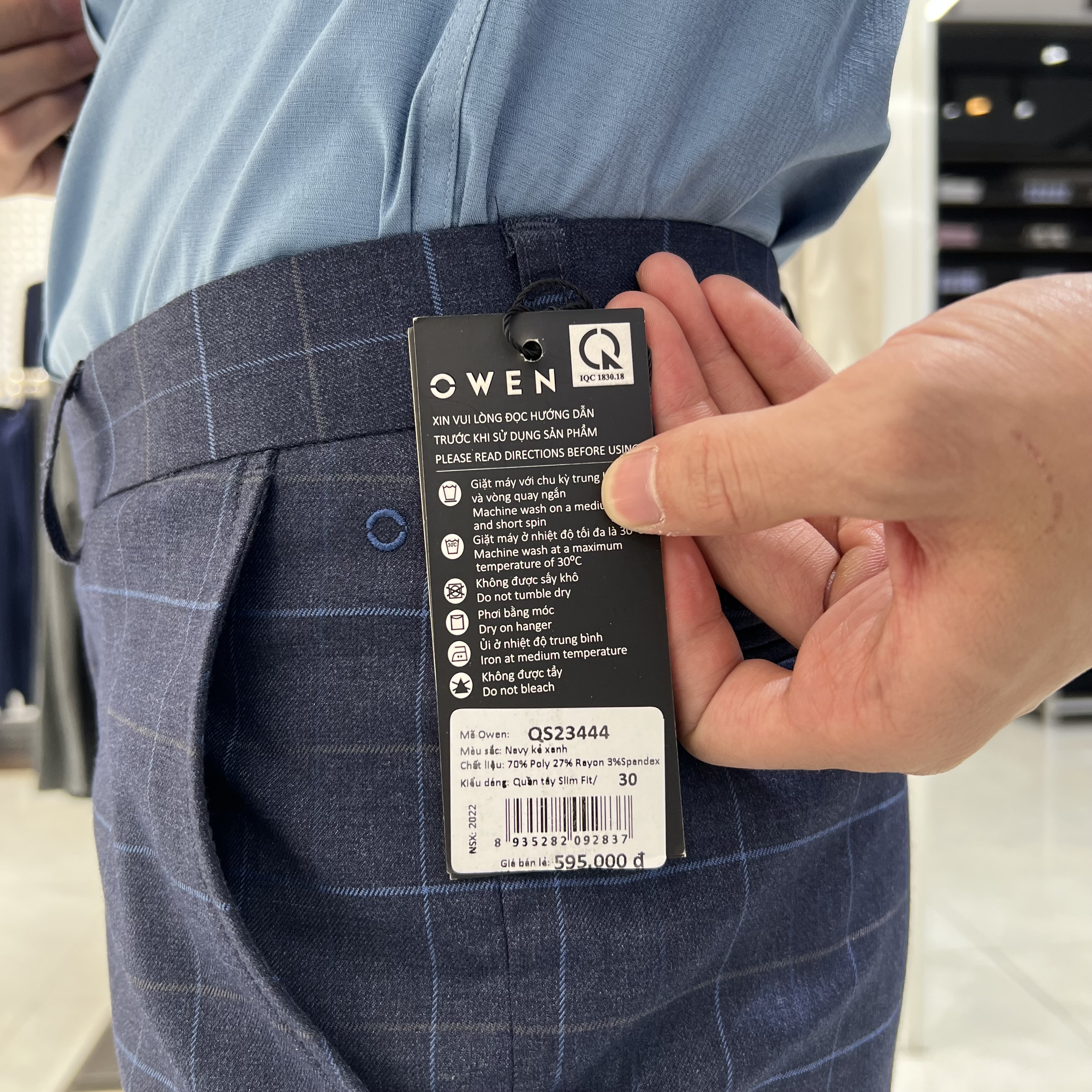 OWEN - () Quần âu nam công sở dáng SLIMFIT mã QS23444 navy kẻ caro