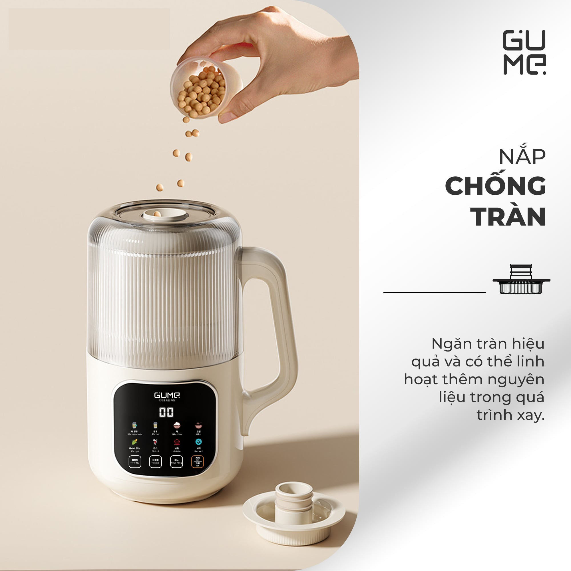 Máy làm sữa hạt Hàn Quốc Ultra Pro MSB03 Dung tích 1200ml. Có nắp chống ồn - Hàng chính hãng