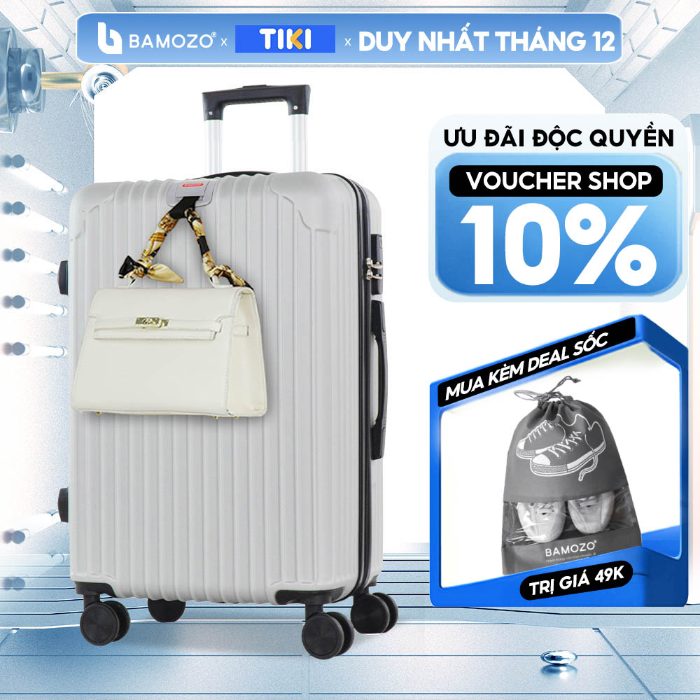 Vali Du Lịch Bamozo 8801 Vali Kéo Nhựa Được Bảo Hành 5 Năm - Bạc - Size 24